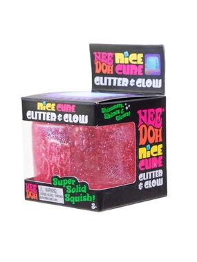 Pink NeeDoh Nice Cube Glitter & Glow Super Solid Squishies Squishy Toy
